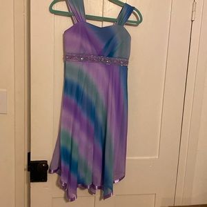 Dress, Empire Style, purple/blue/green Ombré, Youth 16